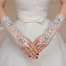 Bride White Gloves Beads Embroidery Beaded Short Wedding Dress Bridal Gloves BX