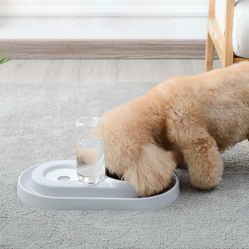 2 in 1 Dual Port Pet Dog Cat Automatic Feeder+Drinker Food Water Bowl Dispenser