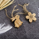 8Pcs Easter Egg Rabbit Wood Craft Wooden Chicken Flowers Pendants Ornaments S2W6