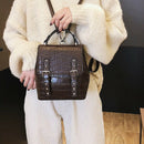Fashion Small Shoulder Bag Pu Leather Ladies Backpack Stone Retro Bag Femal