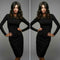 Women Sexy Black Long Sleeve Casual Party Cocktail Evening Mini Dress XL
