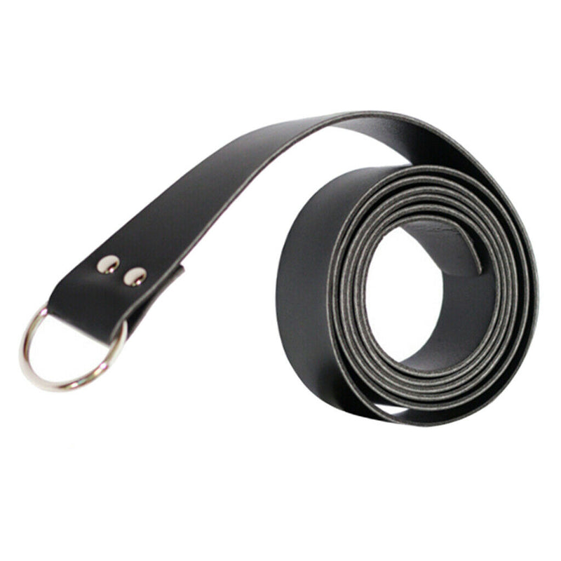 Mens Medieval Sabre Knight Leather Waistband Ring Buckle Belt Black
