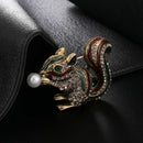 Squirrel Brooches For Women Fashion Animal Rhinestone Pin Lady Corsage Part