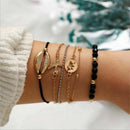 6Pcs Fashion Boho Shell Airplane Beads Hollow Map Bracelet Bangle Women Jewelry