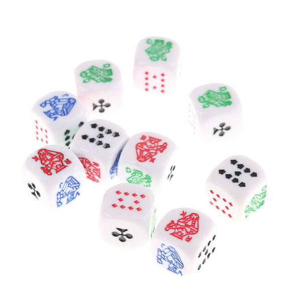 10pcs Six-sided Poker Dice for Casion Poker Card Liar's Dice Game Accessory M&O