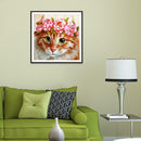 5D DIY Full Drill Diamond Painting Cross Stitch Embroidery (Flowers Cat)