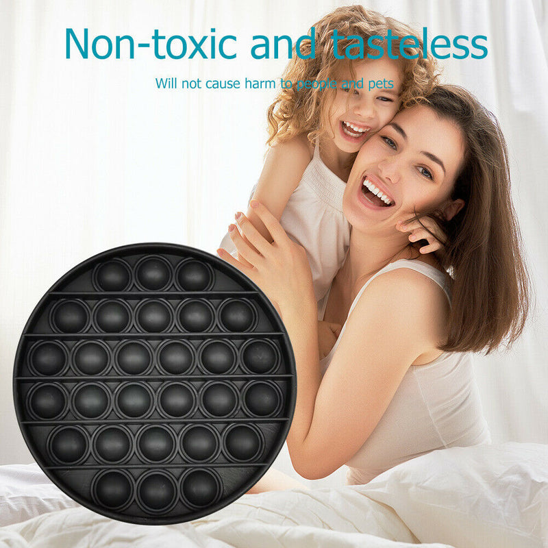 Push Bubble Fidget Sensory Toys Relief Stress Soft Squeeze Toys (Black)