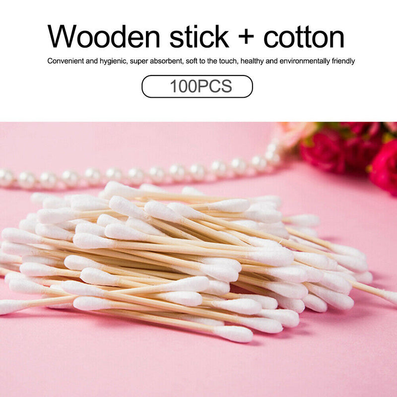 100pcs Double Head Disposable Cotton Stick Makeup Cotton Swab First Aid Kit