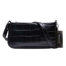 Retro Handbag Women Crocodile Leather Tote Office Lady Shoulder Bag (Black)