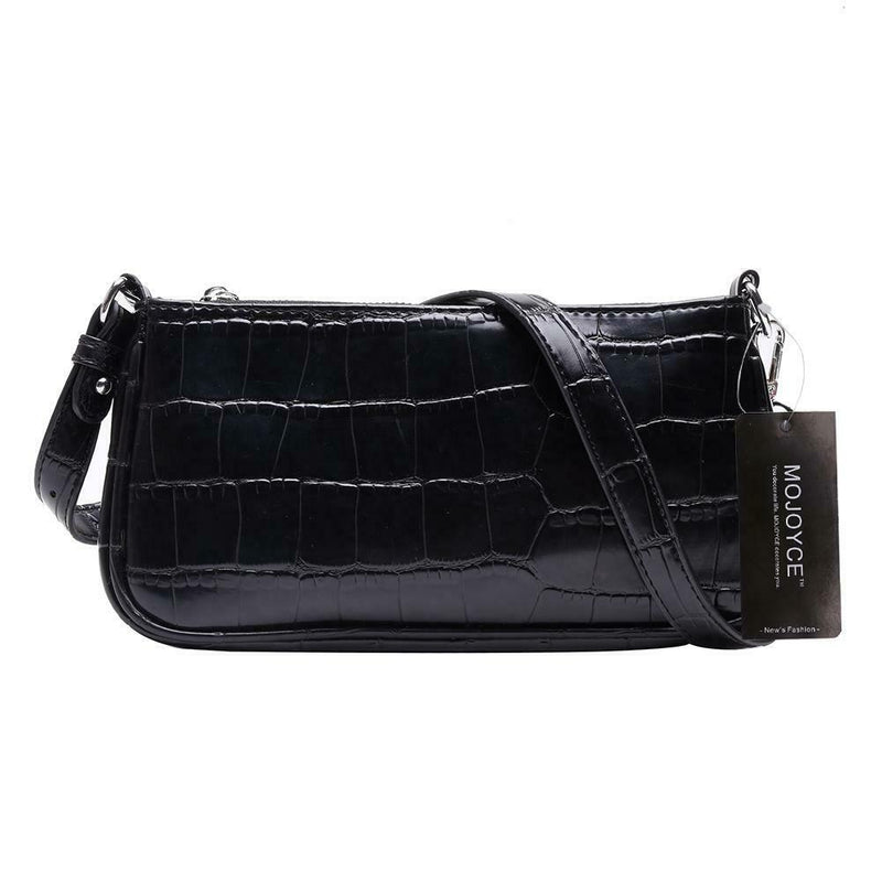 Retro Handbag Women Crocodile Leather Tote Office Lady Shoulder Bag (Black)