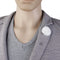 White Handmade Fabric Flower Boutonniere Men's Tuxedo Lapel Brooch Pin Stick