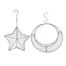 2pcs Romantic Iron Frame Circle Moon & Star Shape Succulent Pot Hanging Pot