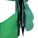 Green Faux Leather Flower 7.5cm Wide Elastic Cinch Belt for Women