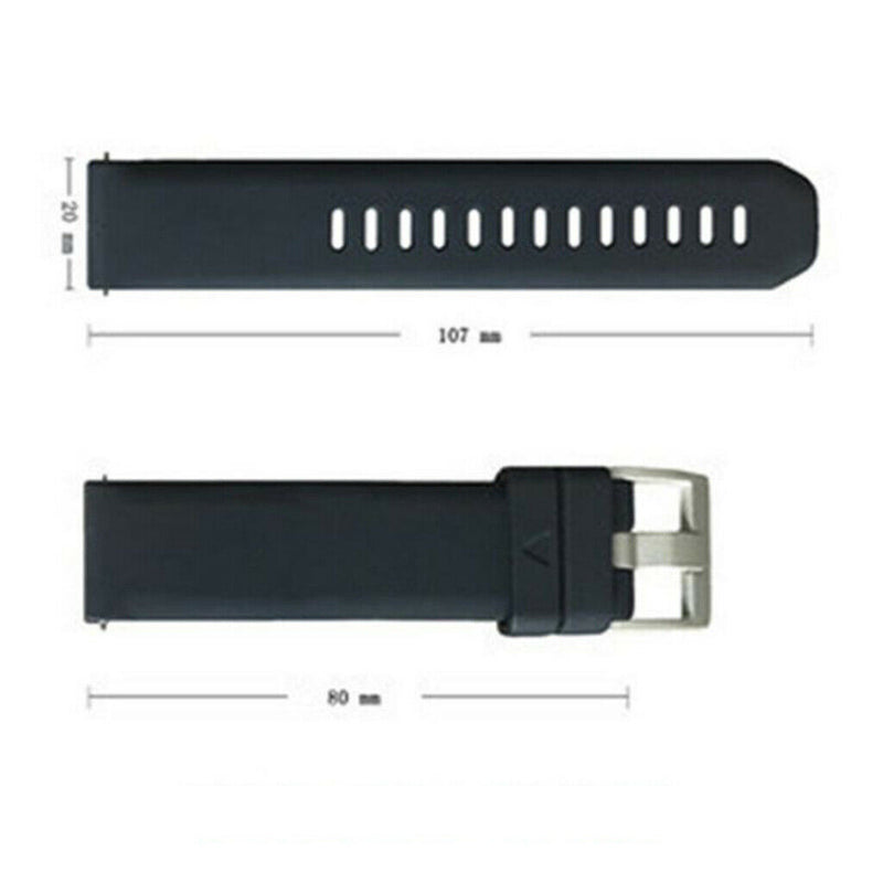 2 Pieces Universal 20mm Width Sweatproof Silicone Watch Band Replacement,