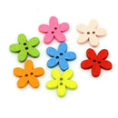 100pcs Mixed Colors Flower 2-Holes Wooden Buttons Sewing Scrapbooking DIY