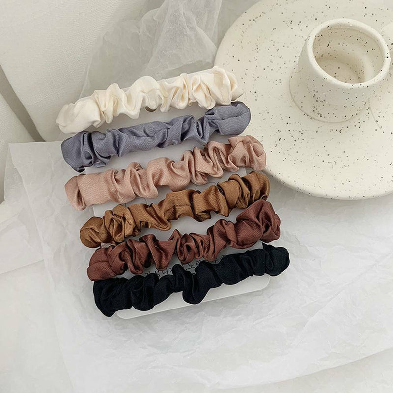 6X Elastic Hair Bands Silk Satin Scrunchie Hair Ties Ponytail Holder Ropes NEW.