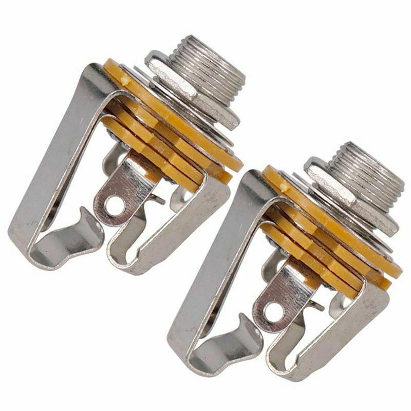 2Pcs 1/4 inch 6.35Mm Stereo Input Jack Plug Socket For Electric Guitar Bass