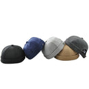 Mens Chinese Style Skullcap Sailor Cap Rolled Cuff Brimless Beanie Hat Navy