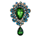 Elegant Wedding Blue Green Crystal Rhinestone Teardrop Brooch Pin Broach Jewelry
