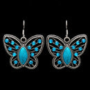 Jewelry Set Turquoise Drop Earring Crystal Butterfly Pendant Necklace Set f
