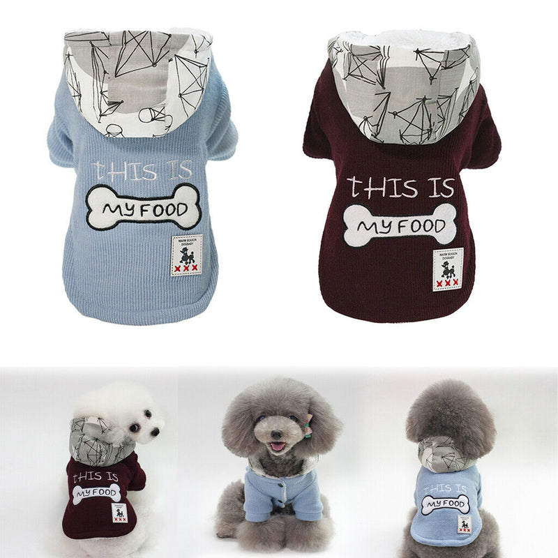 Dog Coat Hoodie Pet Winter Clothes Warm Soft for Medium Large Dogs Blue M