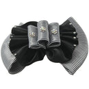 Faux Rhinestone Decor Ruched Bow Hair Clip Snood Net Bun Cover White Black X8O3