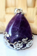 Women Angel Tears Water Drop Semi-Precious Gemstones Pendant -Amethyst Y6X1