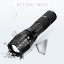 1pc Metal Telescopic Flashlight Zoom LED Torch Light Strobe Police Lamp 5 Modes