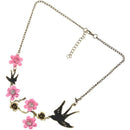 Swallow Flowers Crystal Pendant Chain Fashion Elegant Gorgeous Necklace
