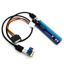 USB3.0 PCI-E Express 1x To 16x Extender Riser Card Adapter SATA 6 Pin Cable Hot