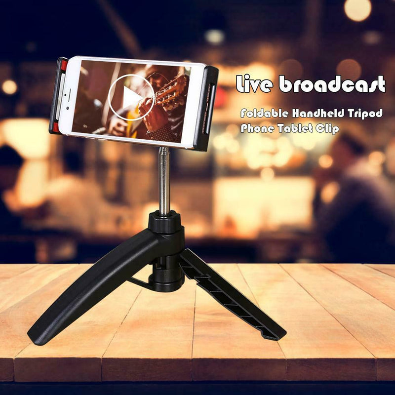 XS-7 Portable Desktop Anti-Shake Foldable Handheld Tripod Phone Tablet Clip
