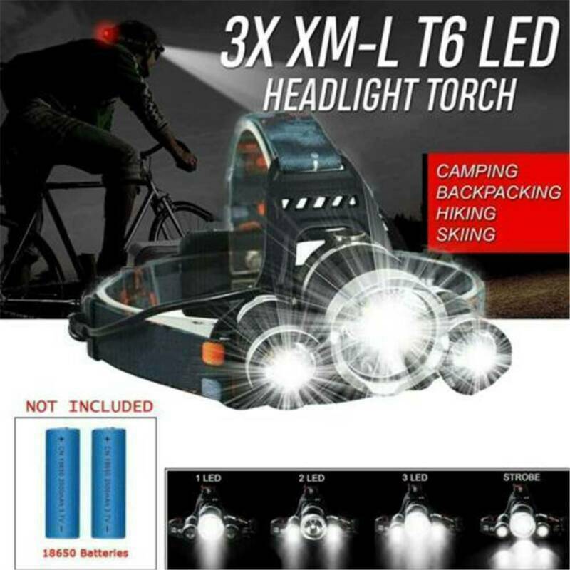 Super-bright 12000LM 3 X XM-L T6 LED Headlamp Headlight Flashlight Head Torch