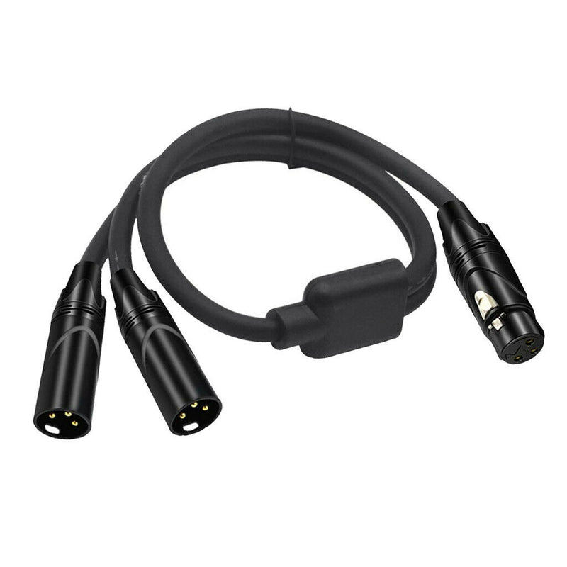 3Pin XLR Female Jack To Dual 2Male Plug Y Splitter Cable Adaptor Audio Cable