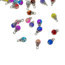 50pcs Crackle Glass Bead Charms Floral Pendants For Jewelry Making Bracelets