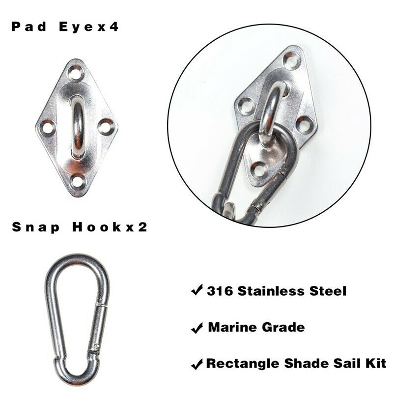 Sun Shade Sail Hardware Kit 6 Inch Sail Hardware for Trigangle and Rectangl B6W9