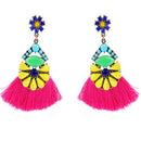 Short Tassel Drop/ Dangle Earrings with Rhinestones Colorful