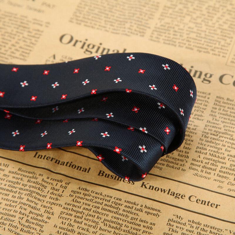 Red White Blue Flowers Neoclassical Spend 100% Silk Jacquard Tie Men's Tie