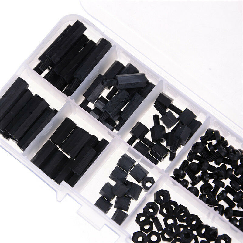 160PCS Metric M3 8 Sizes Assortment Stand-off Nylon Screws Bolt Nuts Fastener Gw