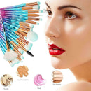20pcs Makeup Brush Set Eyeshadow Foundation Lip Brush (Gradient Pink Blue)
