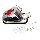 Motorcycle Rear Brake Taillight Red Chrome 12V Universal Cross Pattern