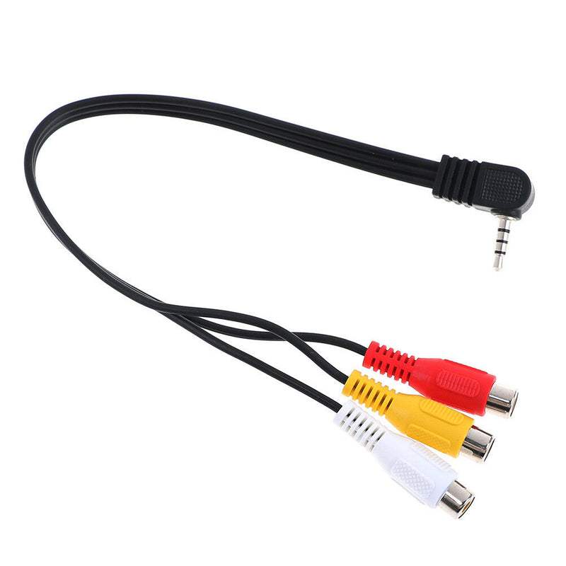High speed 90degree 3.5mm male jack to 3 RCA female plug adapter audio convertJR