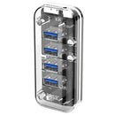 1X(ORICO Desktop Transparent USB 3.0 HUB 4 Ports 5Gbps High Speed HUB With