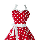 Lovely Sweetheart Red Retro Kitchen Aprons Woman Girl Cotton Polka Dot Cook K5L9