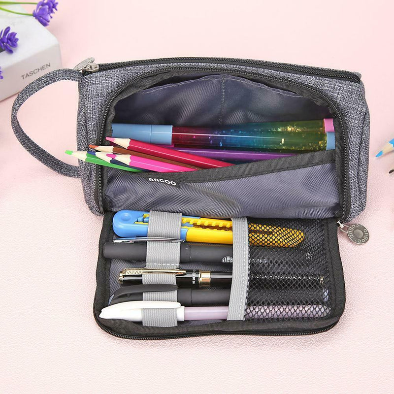 Simple Canvas Candy Colored Large Capacity Stationery Bag Cosmetic Makeup Pouch