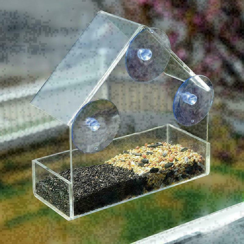 Clear House Window Bird Feeder Birdhouse With Suction Feeding Garden New Ou S5F9