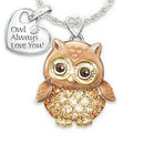 Owl Necklace Always Love You Owl Design Rhinestones Crystal Pendant Lover's Gift