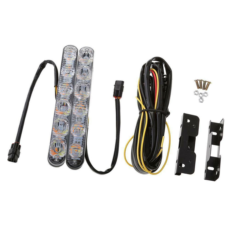 2x Double Color White & Amber 6LED Daytime Running Light Turn Signals Lights