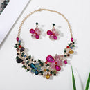 Creative Crystal Flower Chunky Statement Pendant Necklace Collar Chain Jewlry
