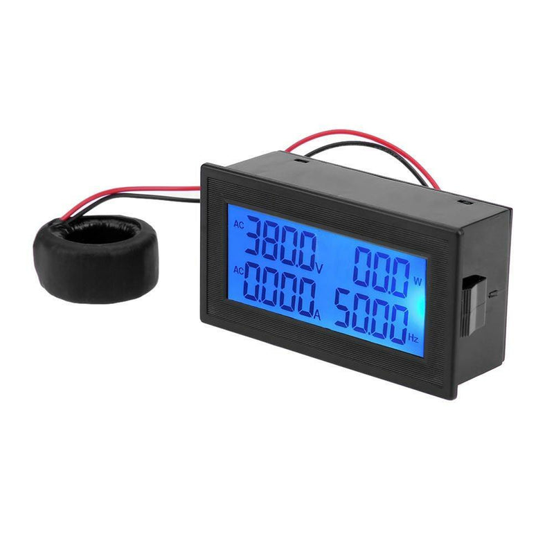 6in1 AC60-500V 100A Blue Backlight LCD Digital Multifunctional Clock Panel Meter
