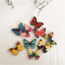100X Lots Butterfly Shaped Wooden Button for DIY Sewing Scrapbooking Craft